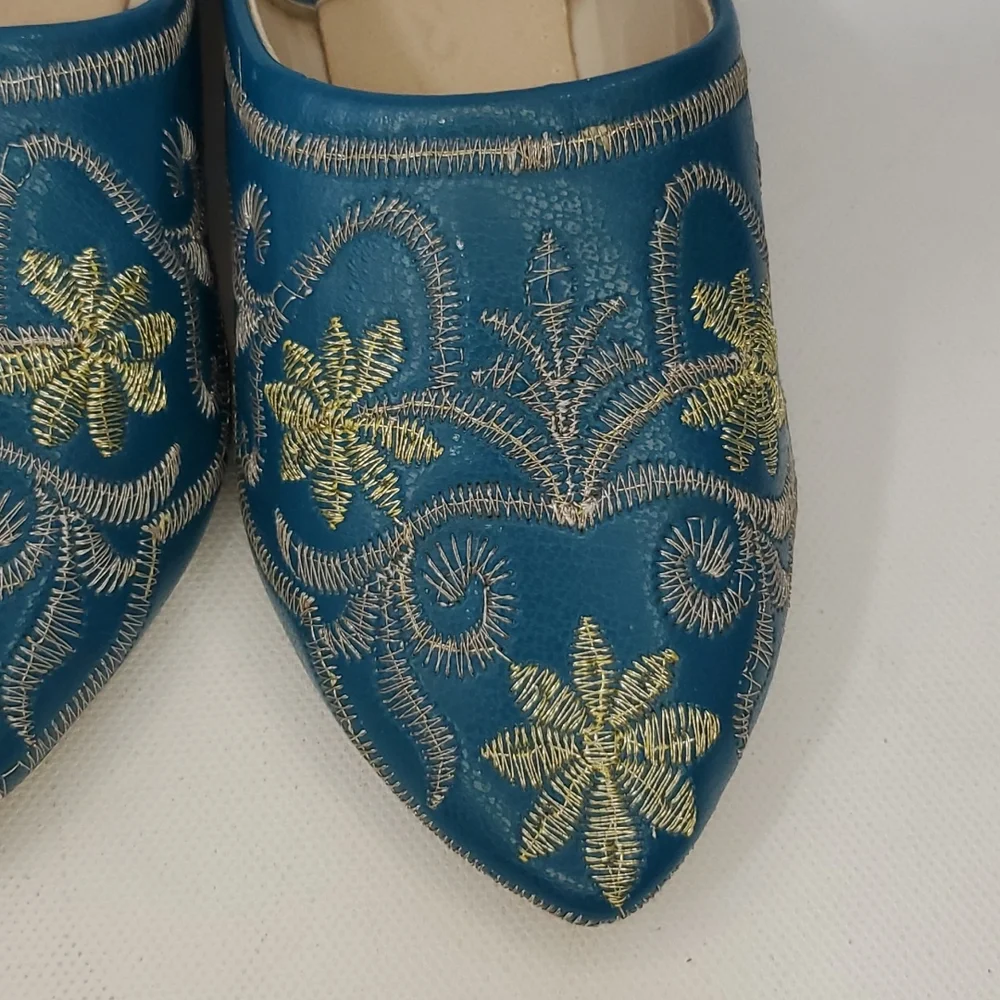 Moroccian leather embroidered slippers baby size... 3 or 4